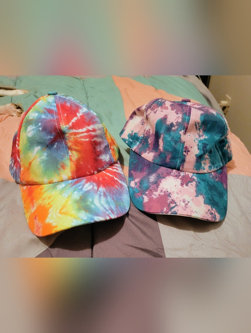 NEW! Colorful Tie-Dye Baseball Caps - Set of 2